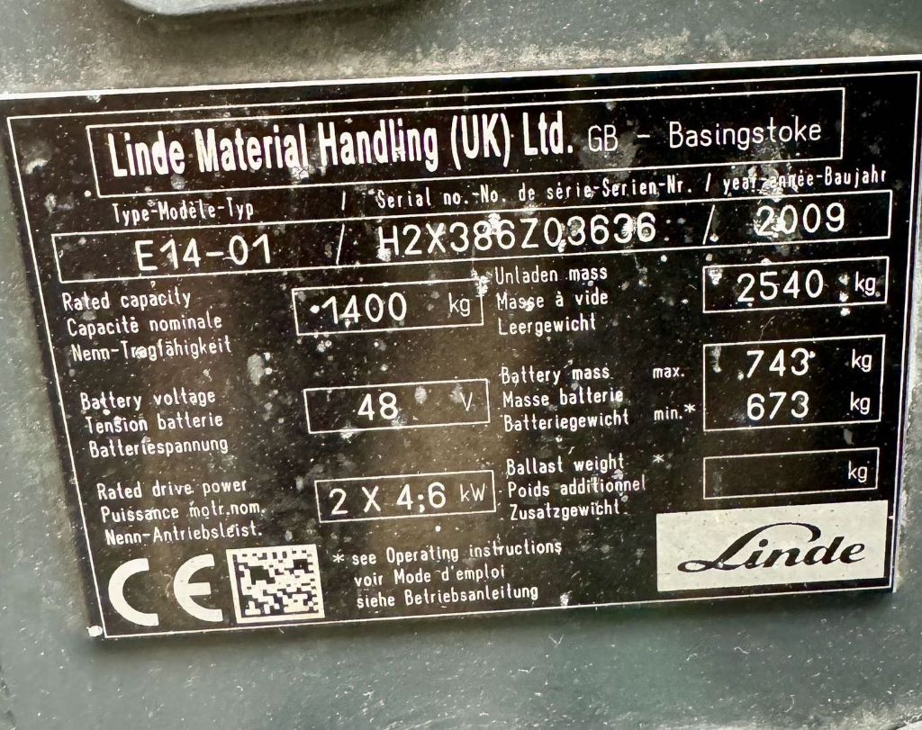 Linde-E 14-01 Triplex Batterie Bj.17  -Elektro 3 Rad-Stapler-www.fleischmann-foerdertechnik.de