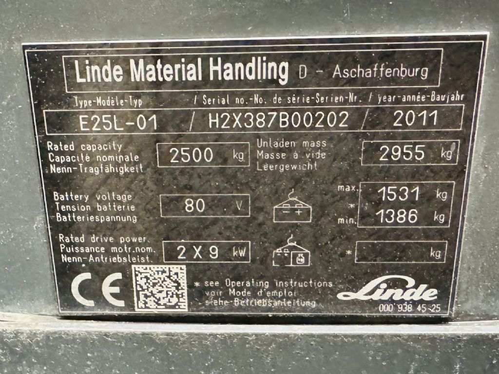 Linde-E 25 L-01 Batterie Bj.16-Elektro 4 Rad-Stapler-www.fleischmann-foerdertechnik.de